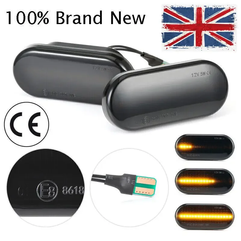2X Dynamic LED Side Indicator Smoke Turn Signal Light For FORD SEAT SKODA VW T5