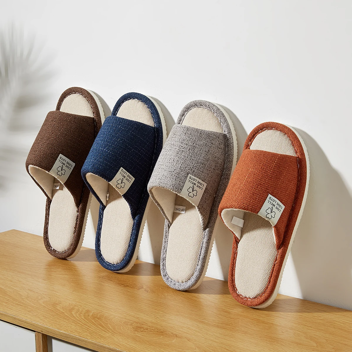 Open Toe Linen Slippers Men Spring and Summer Indoor Home Bedroom Breathable Comfortable Lightweight Home Shoes for All Seasons thumbnail 2