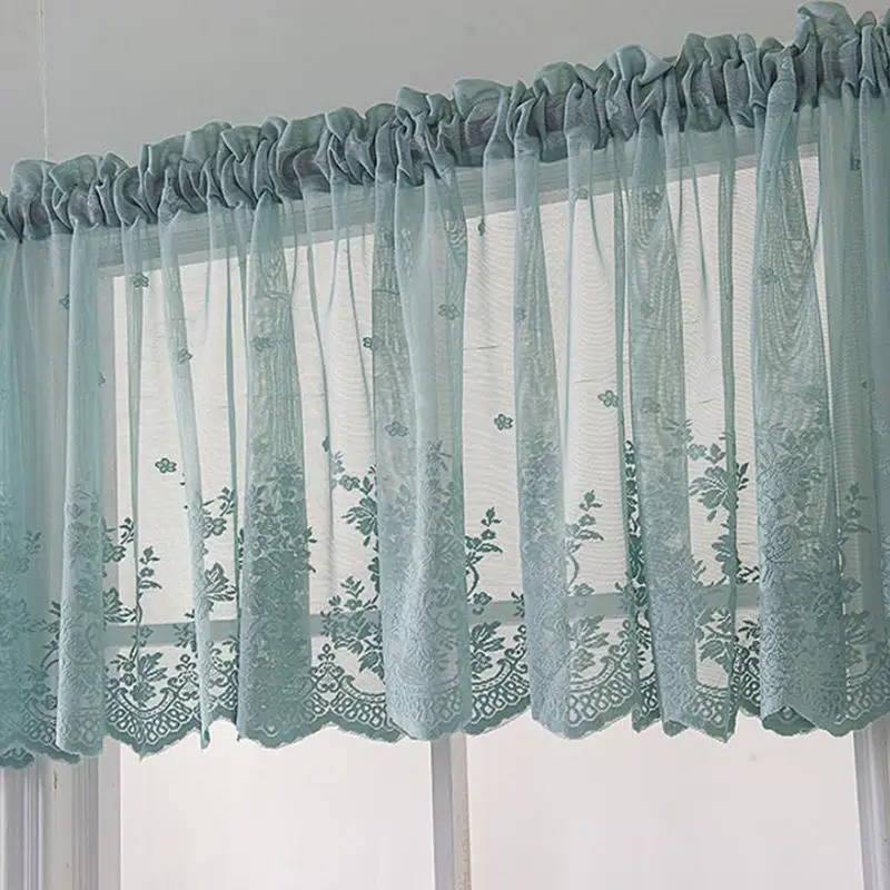 1pc Blue Small Curtain for Living Room Kitchen Cabinet Home Decor Romantic Short Window Treatment Drapes Door Cafe Sheer Voile