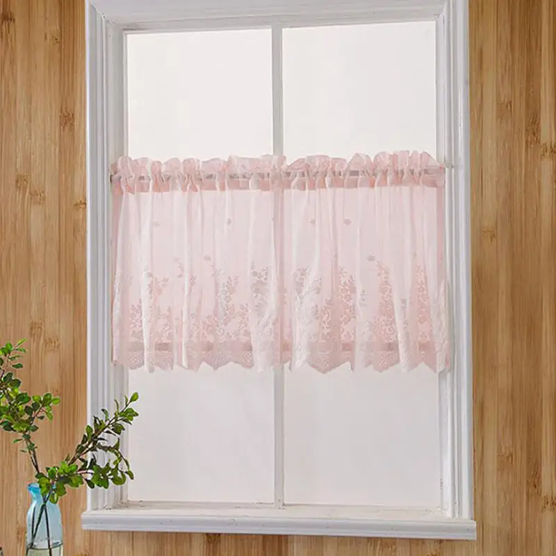1pc Blue Small Curtain for Living Room Kitchen Cabinet Home Decor Romantic Short Window Treatment Drapes Door Cafe Sheer Voile thumbnail 2