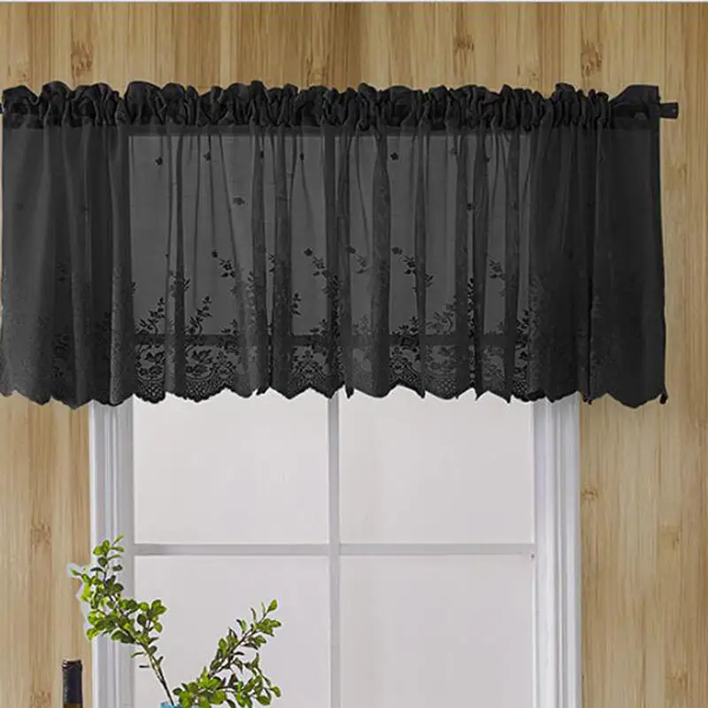 1pc Blue Small Curtain for Living Room Kitchen Cabinet Home Decor Romantic Short Window Treatment Drapes Door Cafe Sheer Voile thumbnail 3