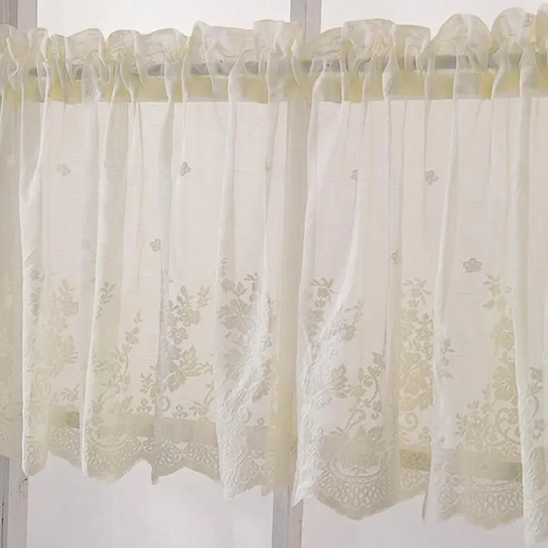 1pc Blue Small Curtain for Living Room Kitchen Cabinet Home Decor Romantic Short Window Treatment Drapes Door Cafe Sheer Voile thumbnail 4