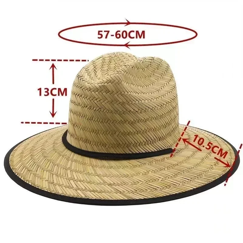 2025 Classic Handwork Women Men Lifeguard Hat Straw Summer Beach Sun hat Outdoor Summer Wide Brim Panama Straw Womens Summer Hat thumbnail 5