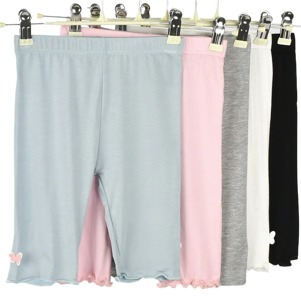 3-14 Year Summer Girls Knee Length Pants Kids Elastic Candy Color Leggings Children Ruffles Bottoms Capris Girl Skinny Pants thumbnail 6