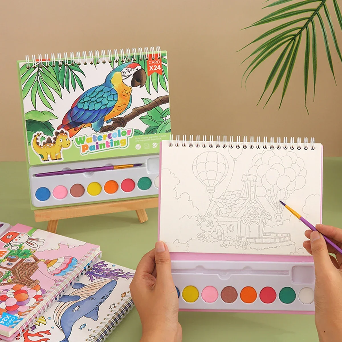 8-Color DIY Watercolor Art Kit Portable Painting Book for Adults Creative Stress Relief Coloring Set Office Cultural Supplies thumbnail 3