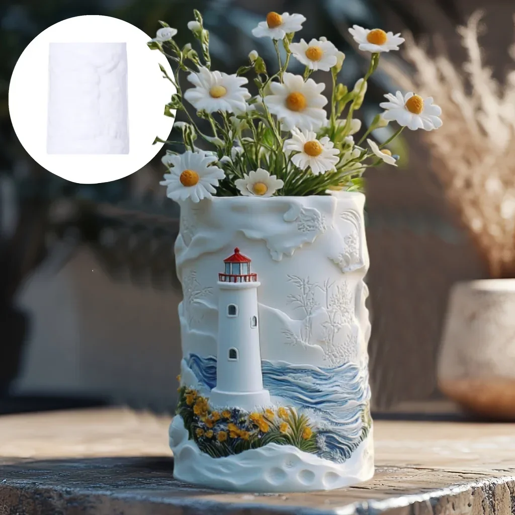 Mountain relief succulent plant flowerpot resin silicone mold mountain stream flowing water storage box candle cup gypsum molds thumbnail 3