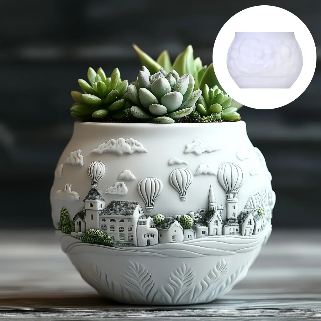 Mountain relief succulent plant flowerpot resin silicone mold mountain stream flowing water storage box candle cup gypsum molds thumbnail 6