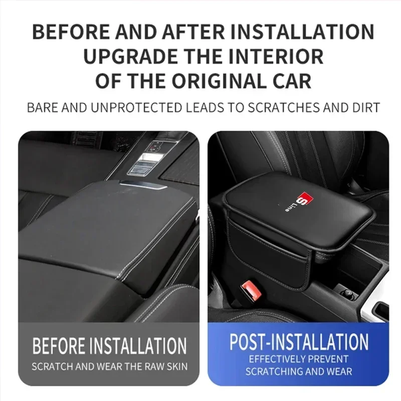 Car Armrest Box Pad Leather Auto Armrest Mat Car Accessories For Audi Sline A8 A6 Q5 A1 A2 A3 A4 A5 A7 Q1 Q2 Q3 Q4 Q6 Q7 RS3 RS4 thumbnail 3