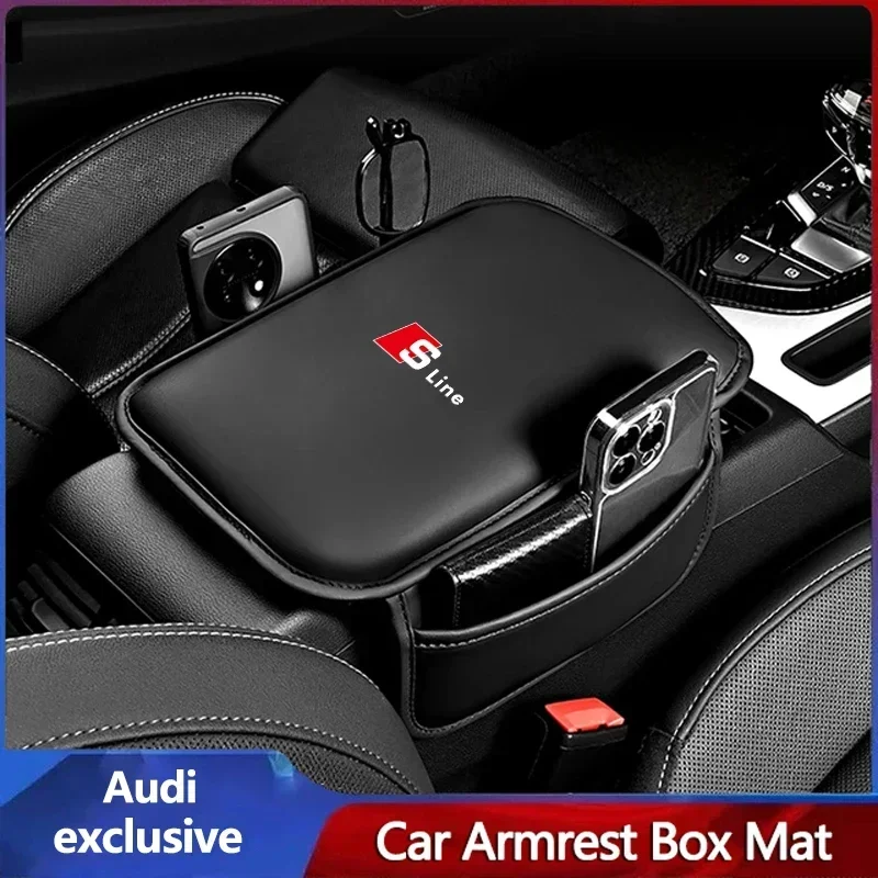 Car Armrest Box Pad Leather Auto Armrest Mat Car Accessories For Audi Sline A8 A6 Q5 A1 A2 A3 A4 A5 A7 Q1 Q2 Q3 Q4 Q6 Q7 RS3 RS4 thumbnail 2
