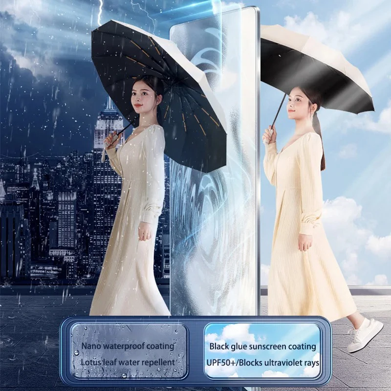 Fashion Large Travel Umbrella Heavy Duty Windproof Waterproof Umbrella Fully Automatic Open And Close Sunshade And Rain Umbrella thumbnail 6