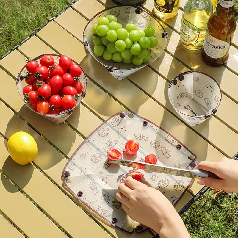 Outdoor Camping Folding Lightweight Tableware Camping Supplies Portable Foldable Bowl Plate Cup Filter Folding Tableware посуда thumbnail 4