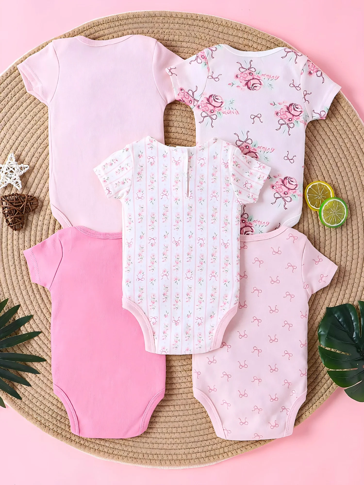 5PCS Baby Girl Clothes baby girls onesie summer cotton fabric Short-sleeved jumpsuit newborn baby clothes 0-9 months thumbnail 2