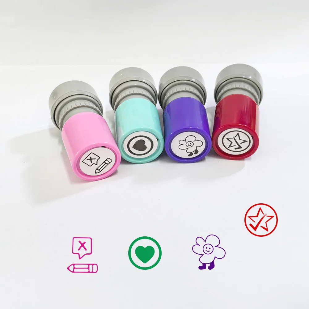 4 round marking stamps to encourage teaching grading and marking homework family reward supplies great learning stamps thumbnail 4