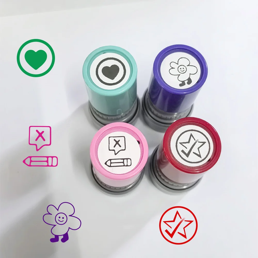 4 round marking stamps to encourage teaching grading and marking homework family reward supplies great learning stamps thumbnail 3