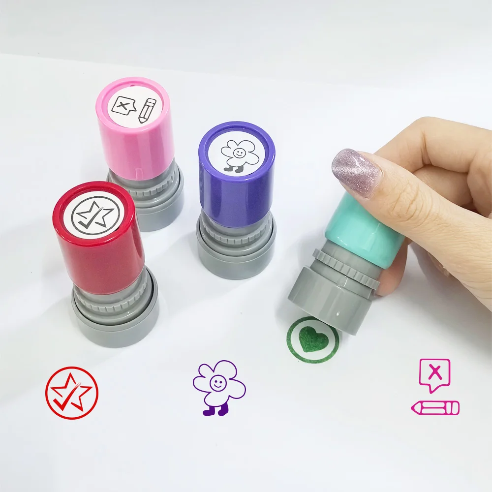 4 round marking stamps to encourage teaching grading and marking homework family reward supplies great learning stamps thumbnail 5