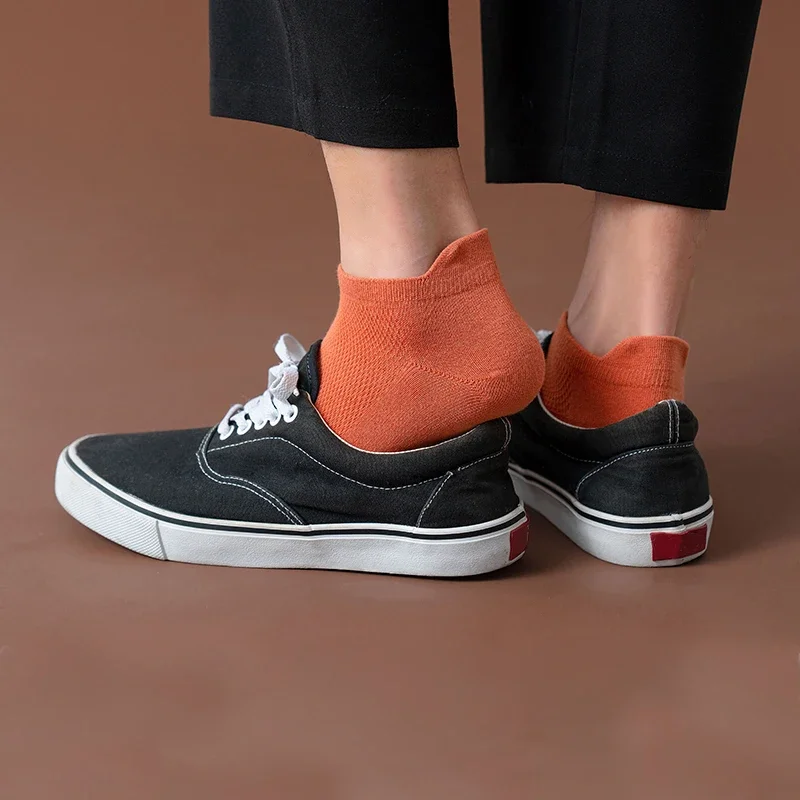 3 Pairs/Lot Men's Cotton Invisible Ankle Casual Socks Solid Color Mesh Male Comfortable Breathable Underwear Soft Short Sock thumbnail 2