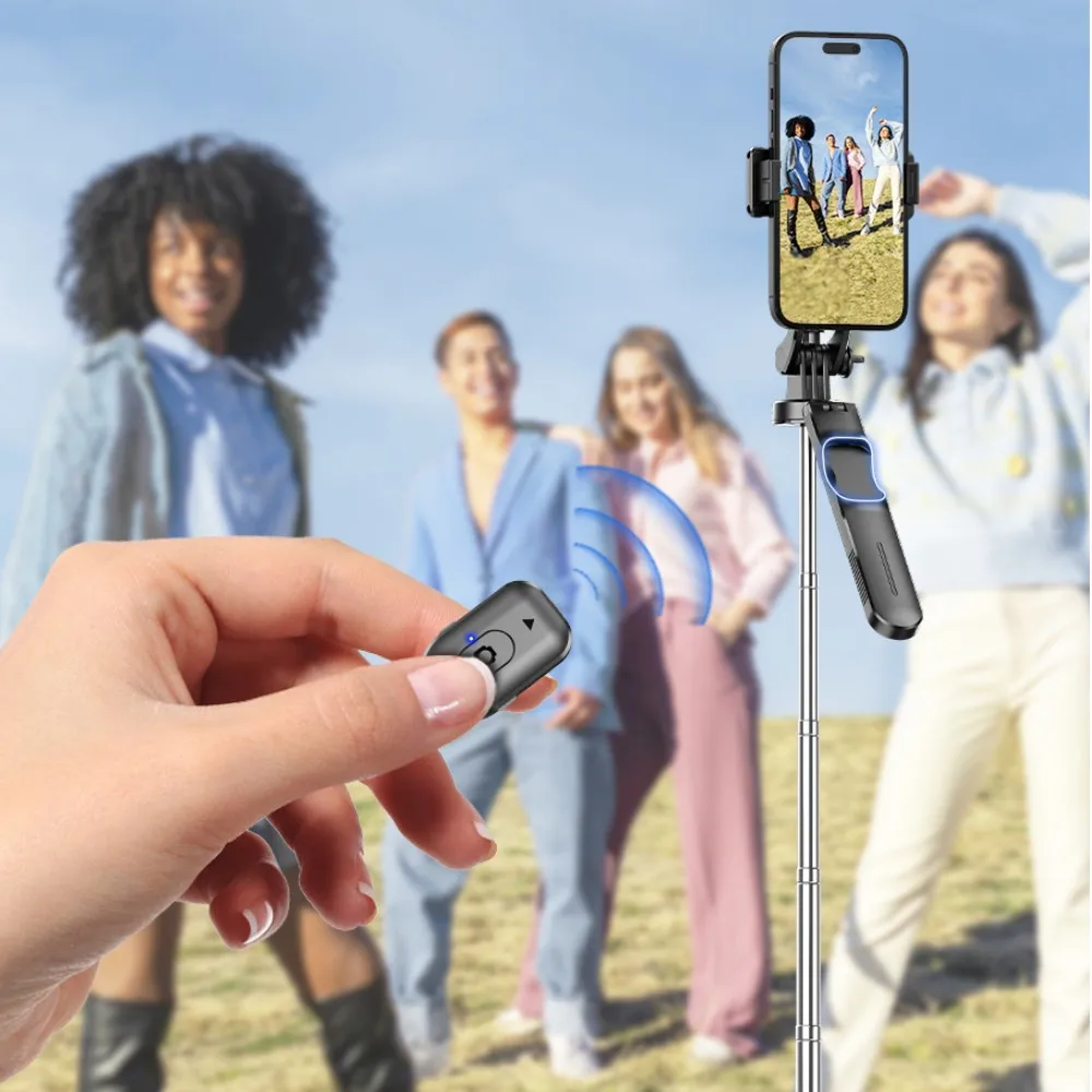 MEUYAG Selfie Stick Tripod with 1708mm Long Monopod Fill Light, Bluetooth Remote, 360° Rotation, 1/4 Interface, for mobile phone thumbnail 2