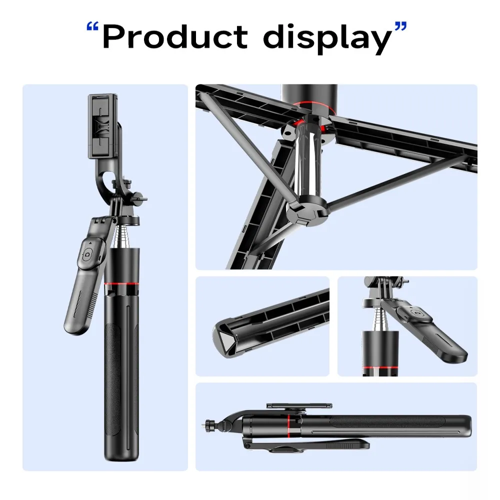 MEUYAG Selfie Stick Tripod with 1708mm Long Monopod Fill Light, Bluetooth Remote, 360° Rotation, 1/4 Interface, for mobile phone thumbnail 6