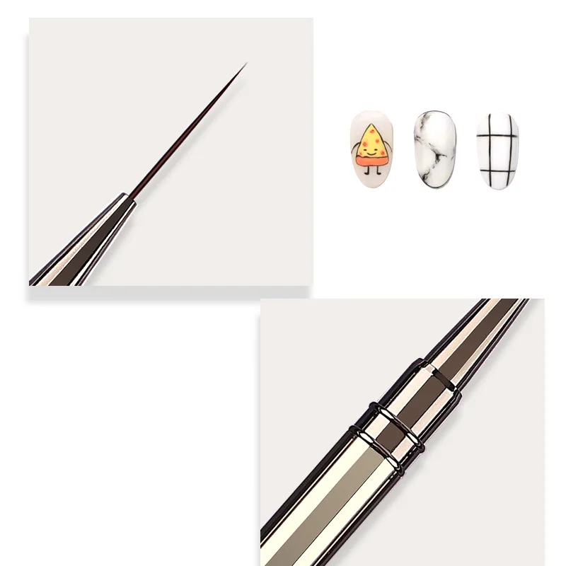 5PCS 6/9/12/15/18MM Liner Nail Brush Set Metal Handle Nail Drawing Lines Stripe Painting Flower Pen Nail Art Brush Nail brushes thumbnail 4