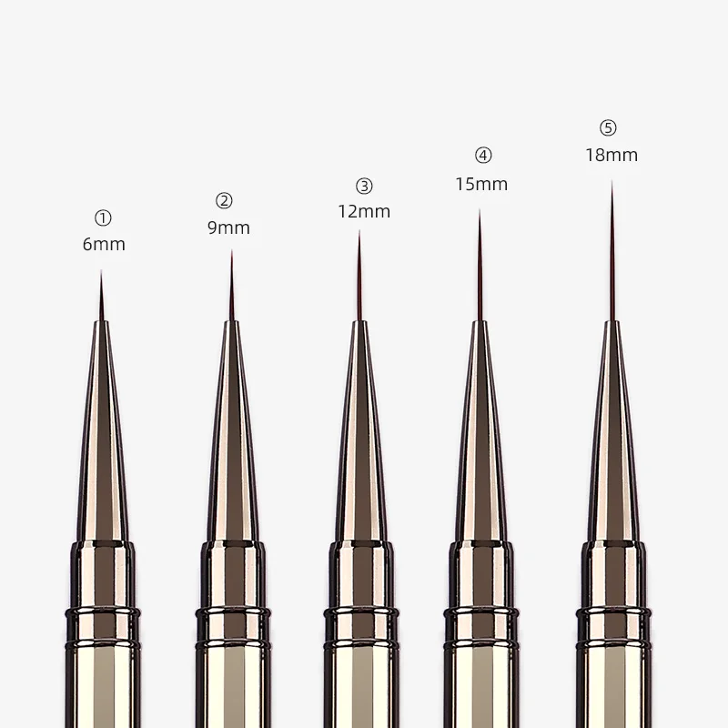 5PCS 6/9/12/15/18MM Liner Nail Brush Set Metal Handle Nail Drawing Lines Stripe Painting Flower Pen Nail Art Brush Nail brushes thumbnail 5