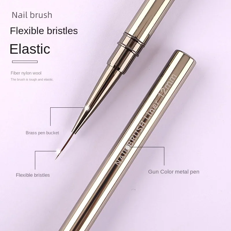 5PCS 6/9/12/15/18MM Liner Nail Brush Set Metal Handle Nail Drawing Lines Stripe Painting Flower Pen Nail Art Brush Nail brushes thumbnail 3