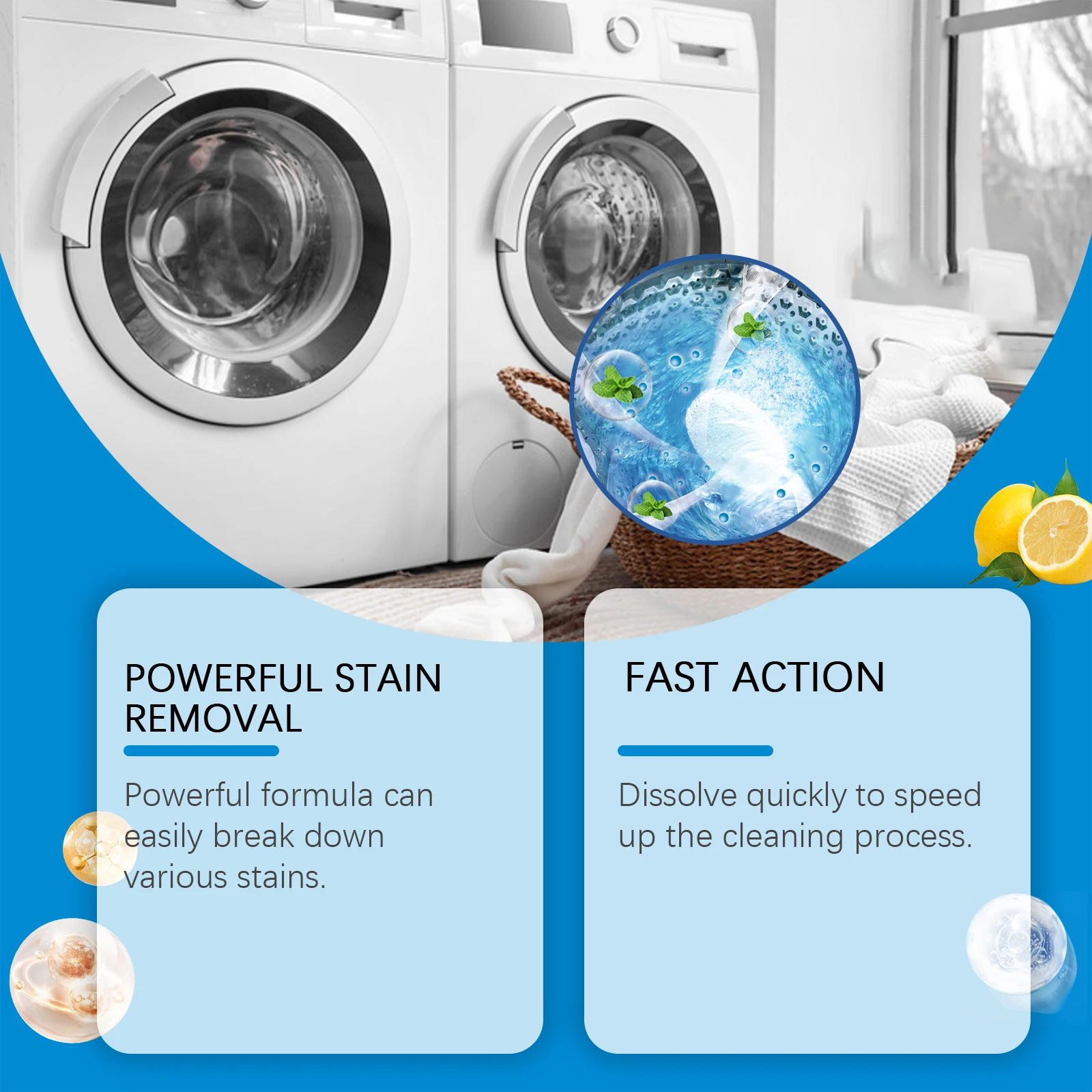 12PCS Washing Machine Cleaning Effervescent Tablets Deeply Cleans Stubborn Dirt Eliminates Odors Mild No Residue For All Models thumbnail 5