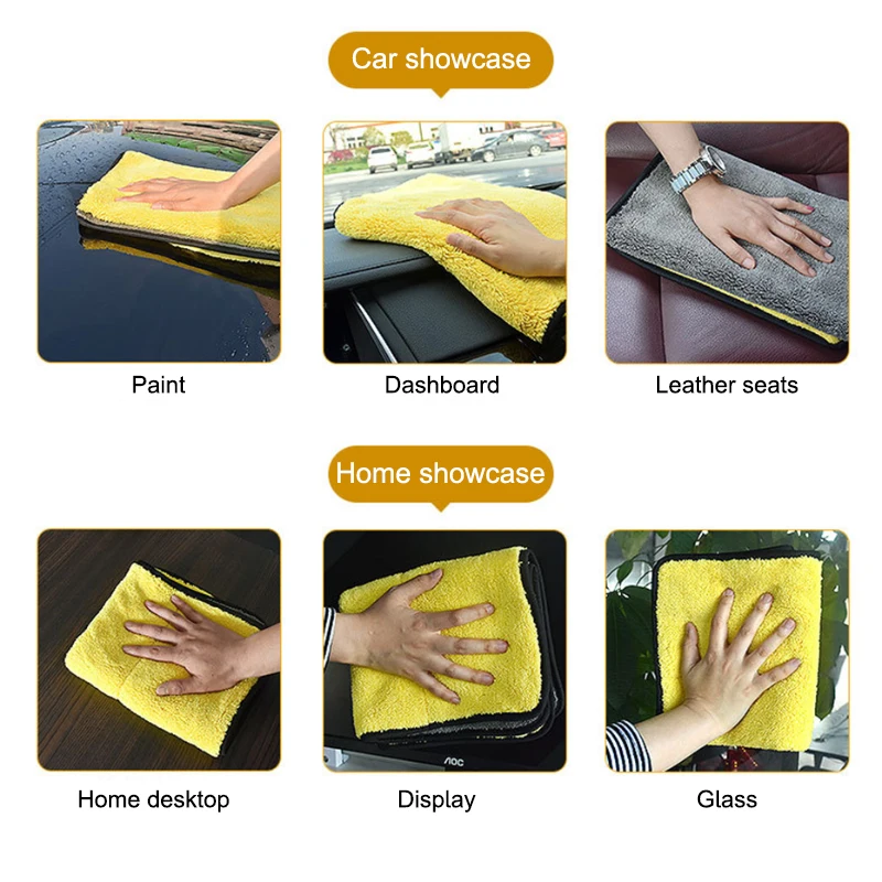 SEAMETAL Microfiber Car Wash Towel Ultra-Soft Scratch-Free Car Cleaning Towel Double-Side 400GSM Drying Cloth High Absorbency thumbnail 6