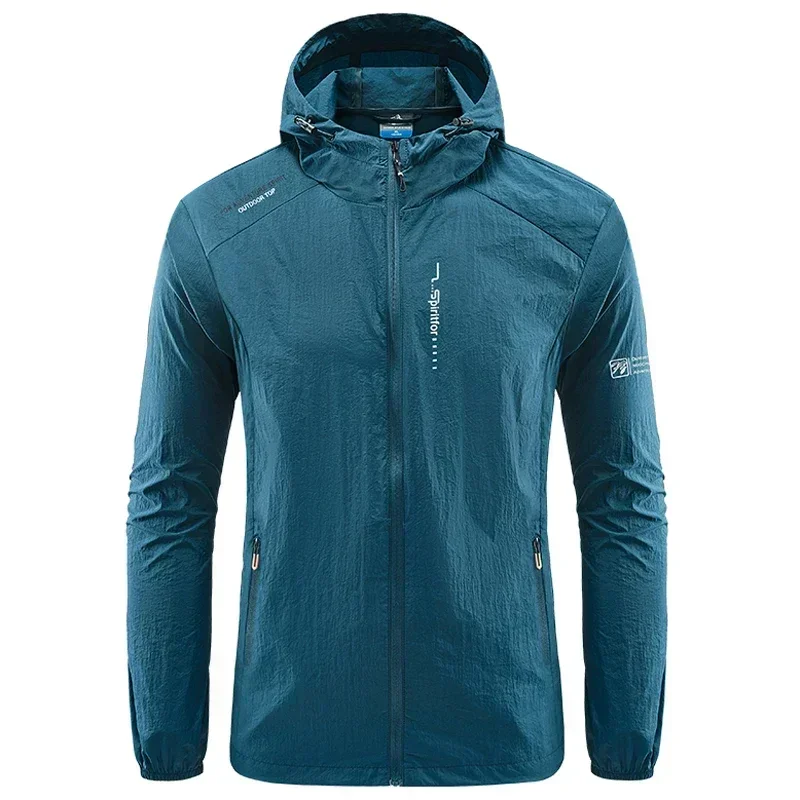 UPF50+ Summer Outdoor Quick Dry Sun-Protective Thin Jacket Men Hiking Fishing Cycling Hooded Gym Sport Ultra Light Windbreaker thumbnail 4