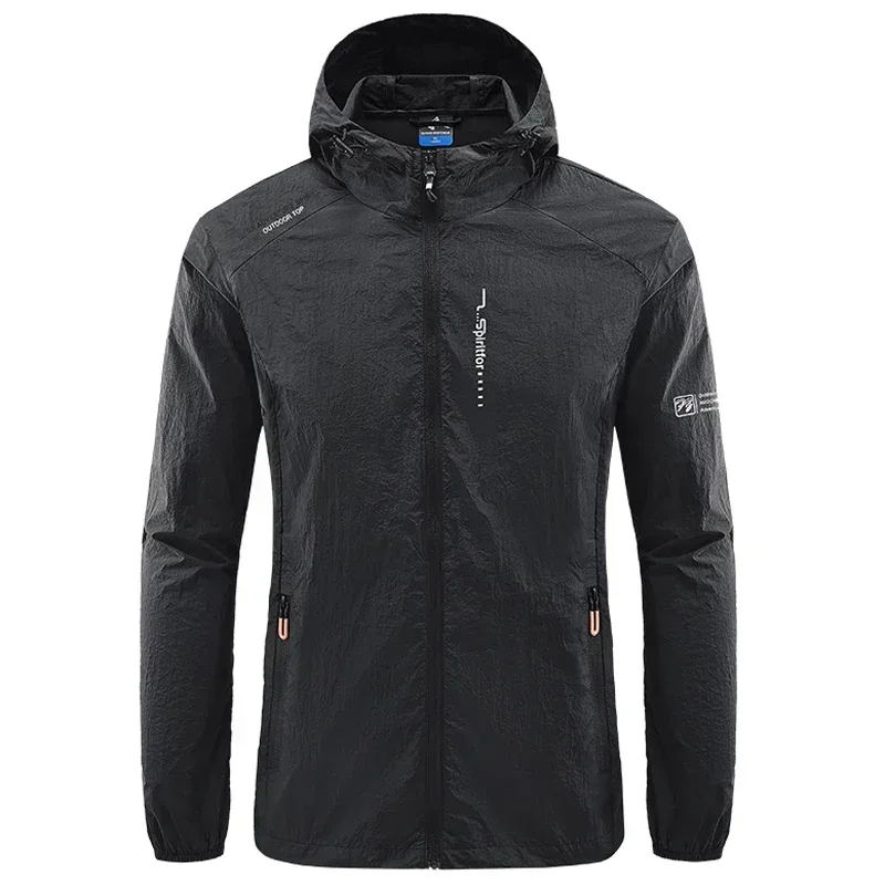 UPF50+ Summer Outdoor Quick Dry Sun-Protective Thin Jacket Men Hiking Fishing Cycling Hooded Gym Sport Ultra Light Windbreaker thumbnail 3