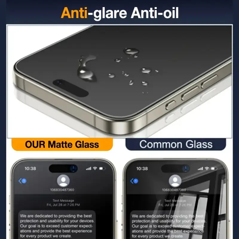 3Pcs Oleophobic Dust Free Easy Installation Matte Privacy Screen Protector for IPhone 16 15 11 12 13 14 Pro Max Plus XS 17 Glass thumbnail 4