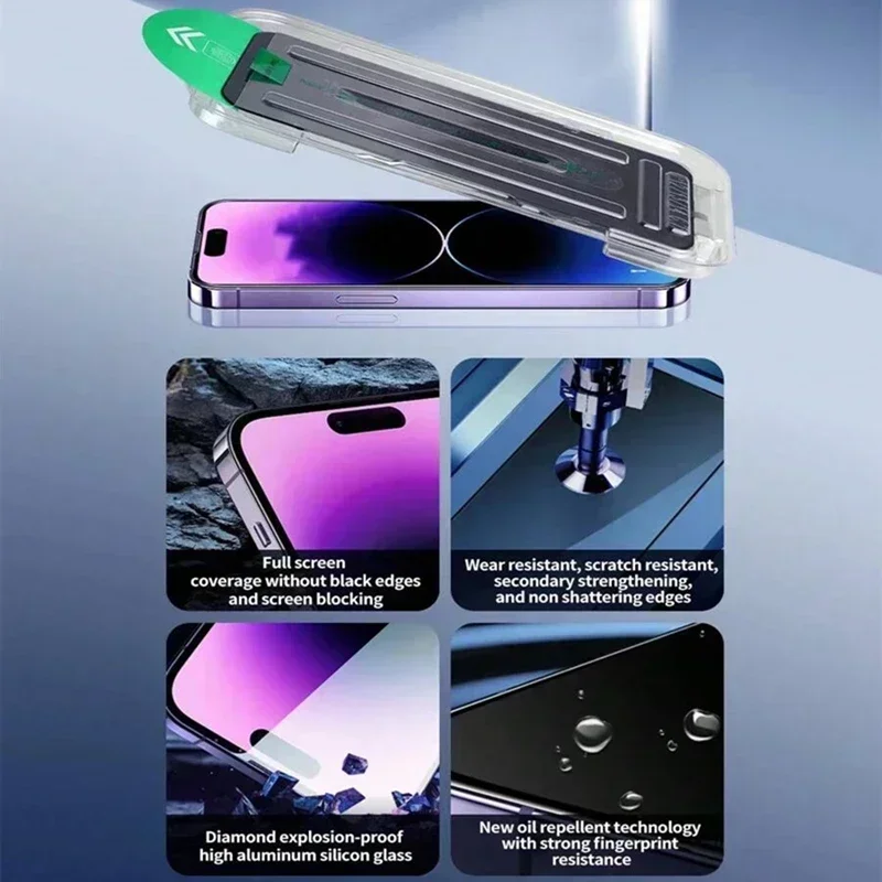 3Pcs Oleophobic Dust Free Easy Installation Matte Privacy Screen Protector for IPhone 16 15 11 12 13 14 Pro Max Plus XS 17 Glass thumbnail 5