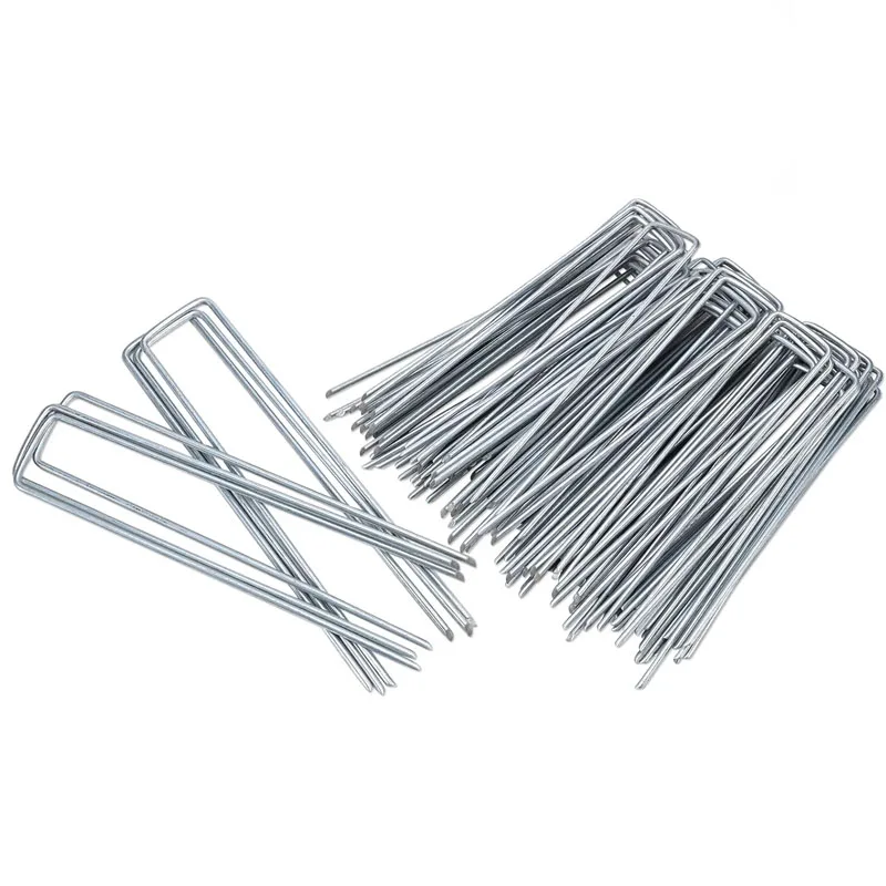 Heavy-duty Fence Tubing Stakes Sod Pins U-type Garden Staples Galvanized Landscape Spike for Holding Lawns Barrier Ground Nails thumbnail 6