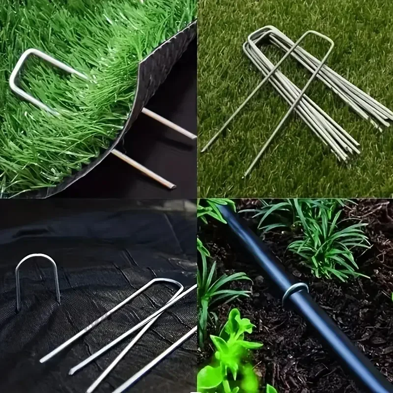 Heavy-duty Fence Tubing Stakes Sod Pins U-type Garden Staples Galvanized Landscape Spike for Holding Lawns Barrier Ground Nails thumbnail 3
