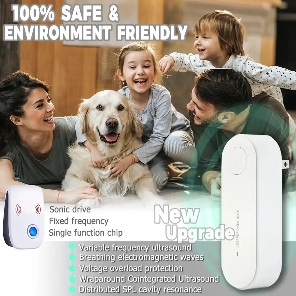 Electronic ultrasonic pest control repeller for mice, insects, rodents, rats, cockroaches, repeller for home use with US/EU thumbnail 6