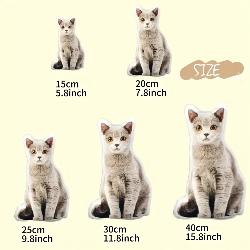 A customizable pet pillow, personalized 3D portrait plush toy for cats and dogs, mini animal pillow toy thumbnail 2