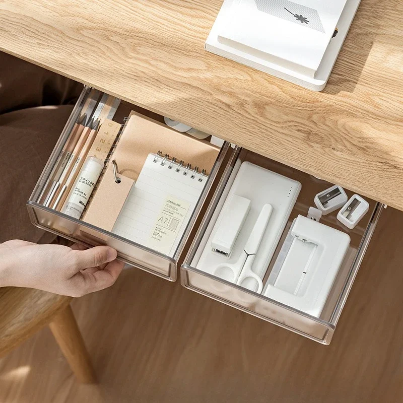 Hidden Storage Box for Drawers Under The Desk, Storage Rack for Desk Bottom in The Office, Desk Style Stationery Pen Holder thumbnail 3