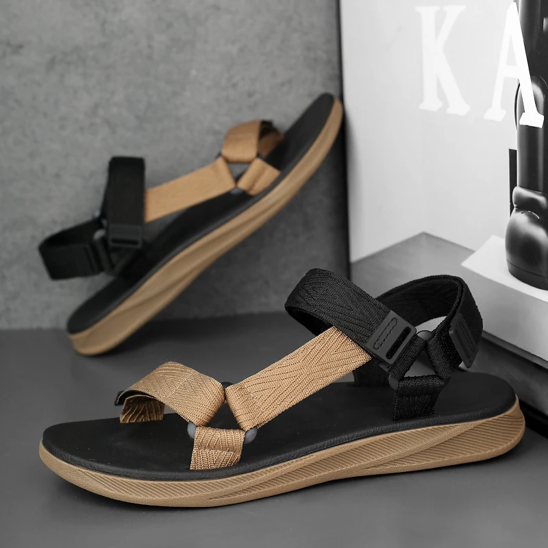 Summer Men's Sandals Outdoor Wadable Man Support Yoga Mat Gladiator Open Beach Slippers Antiskid Durable Flat Men Shoe Size40-45 thumbnail 4