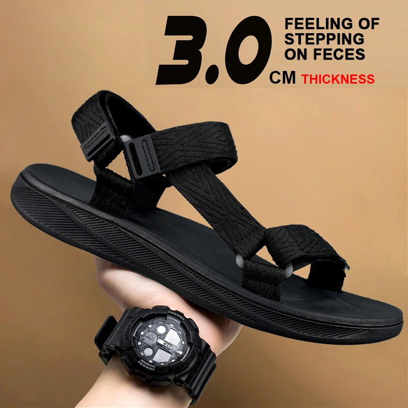 Summer Men's Sandals Outdoor Wadable Man Support Yoga Mat Gladiator Open Beach Slippers Antiskid Durable Flat Men Shoe Size40-45 thumbnail 2