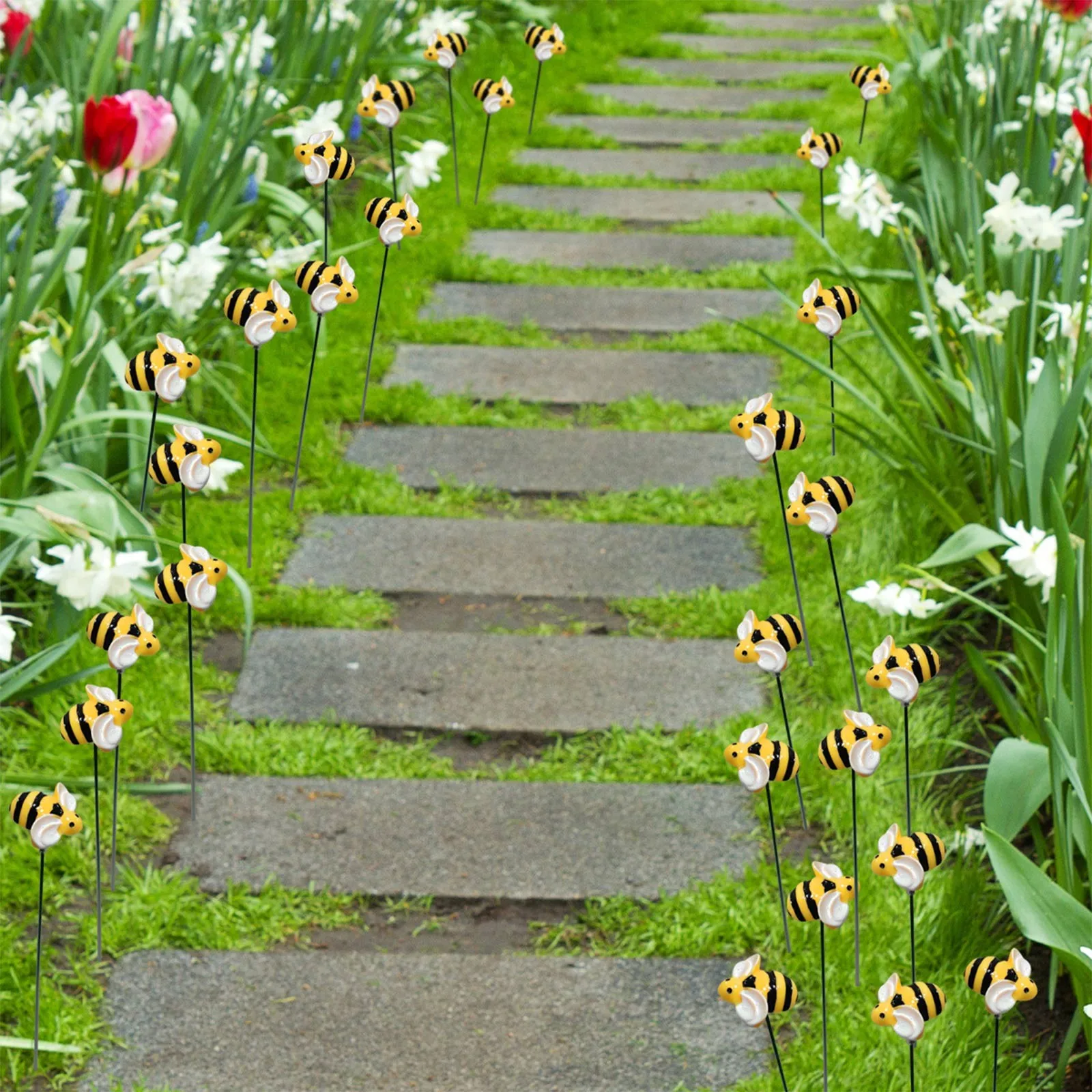 10/20/30pcs Garden Stakes Decoration Bee Yard Pot Pile Lawn Pathway Ornament Flower Pot Indoor Outdoor Landscape Decor thumbnail 4