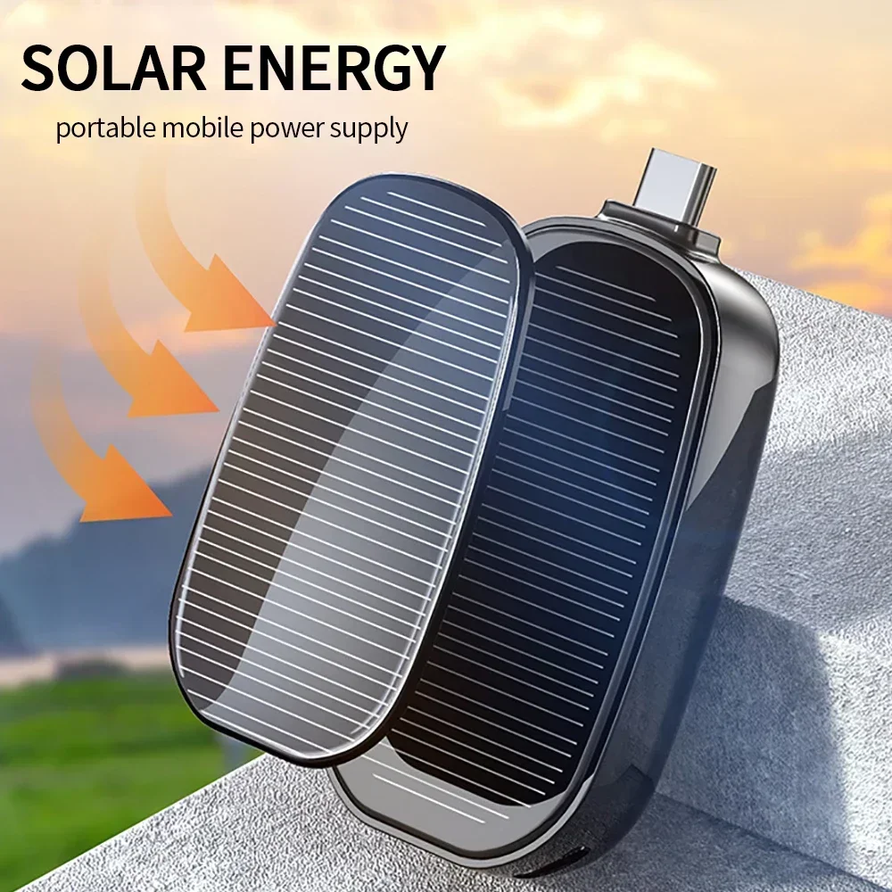 2025 New Solar Power Bank Mini Key Ring Powerbank Phone Portable Charger 1200mah External  Spare Battery for Xiaomi IPhone thumbnail 3