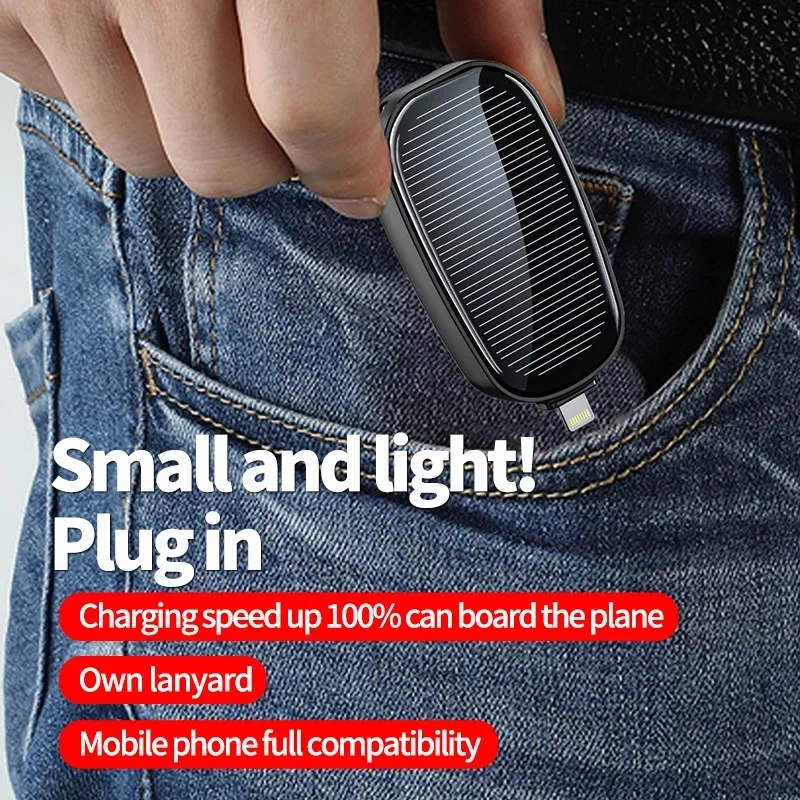 2025 New Solar Power Bank Mini Key Ring Powerbank Phone Portable Charger 1200mah External  Spare Battery for Xiaomi IPhone thumbnail 4
