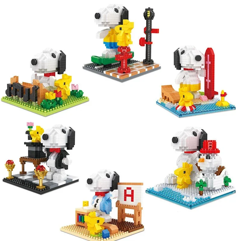 Snoopy Diamond Building Blocks Assembly Street View Model Character Scene Dog Mini Bricks Figure Toys For Christmas Gifts thumbnail 2