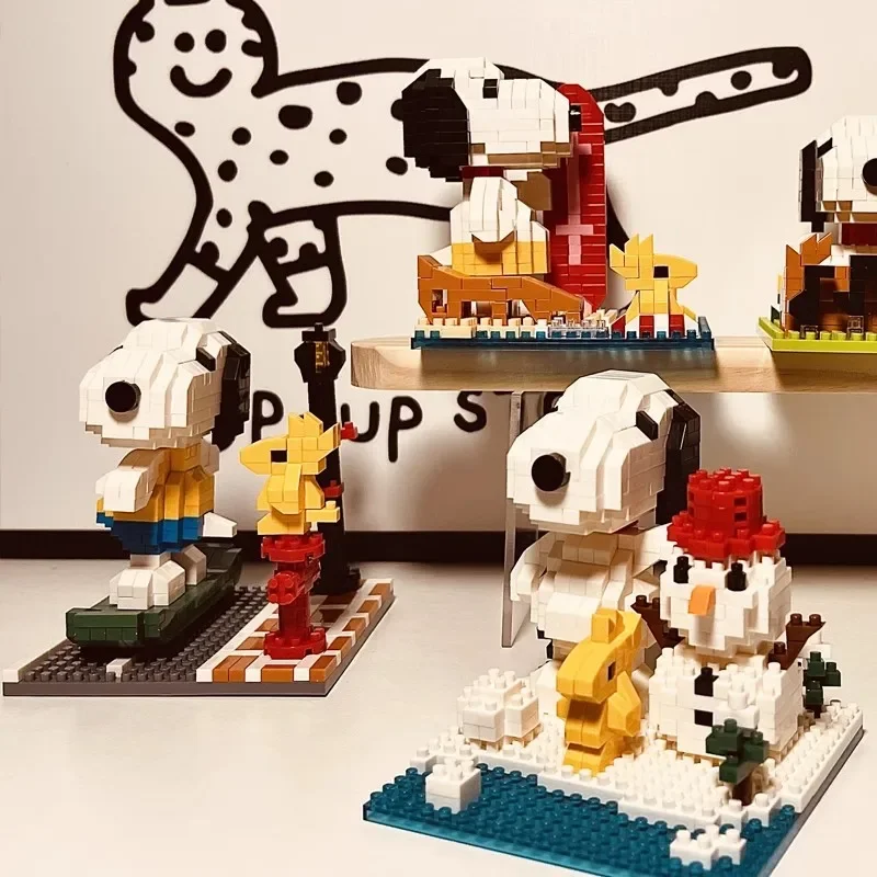 Snoopy Diamond Building Blocks Assembly Street View Model Character Scene Dog Mini Bricks Figure Toys For Christmas Gifts thumbnail 5