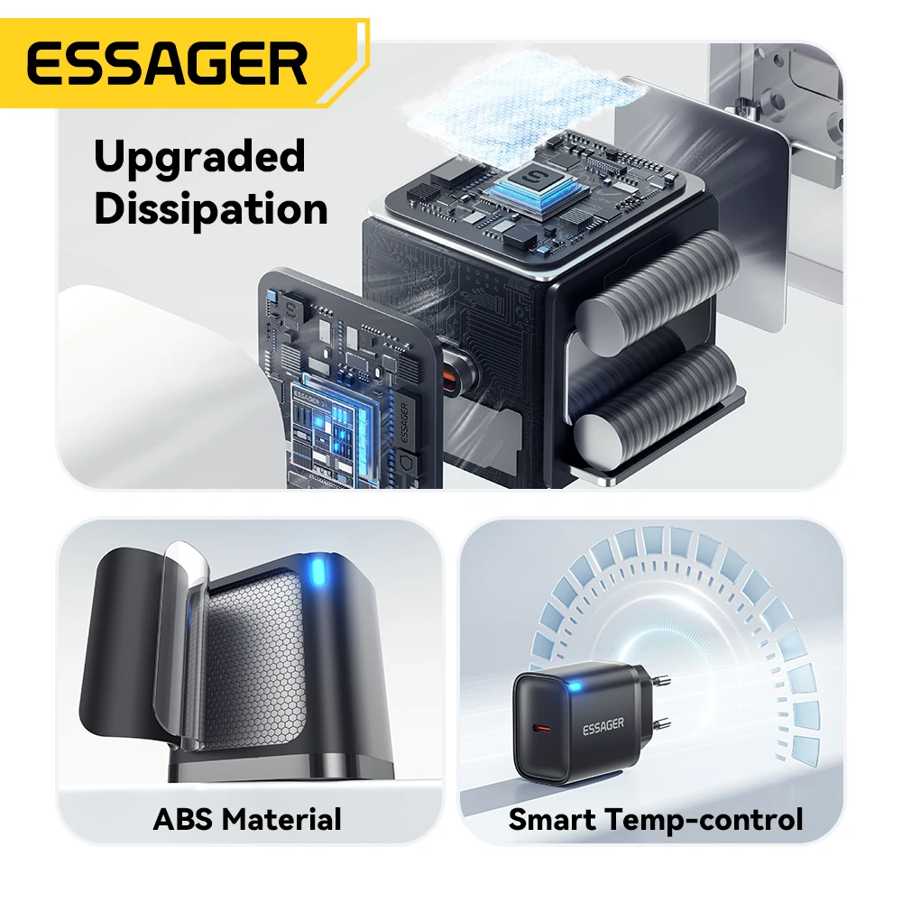 Essager 30W Type-C Charger PD 3.0 USB C Charger For iPhone 16 15 14 Pro Samsung Huawei  Xiaomi Tablet iPad Air Pro Phone Charger thumbnail 4