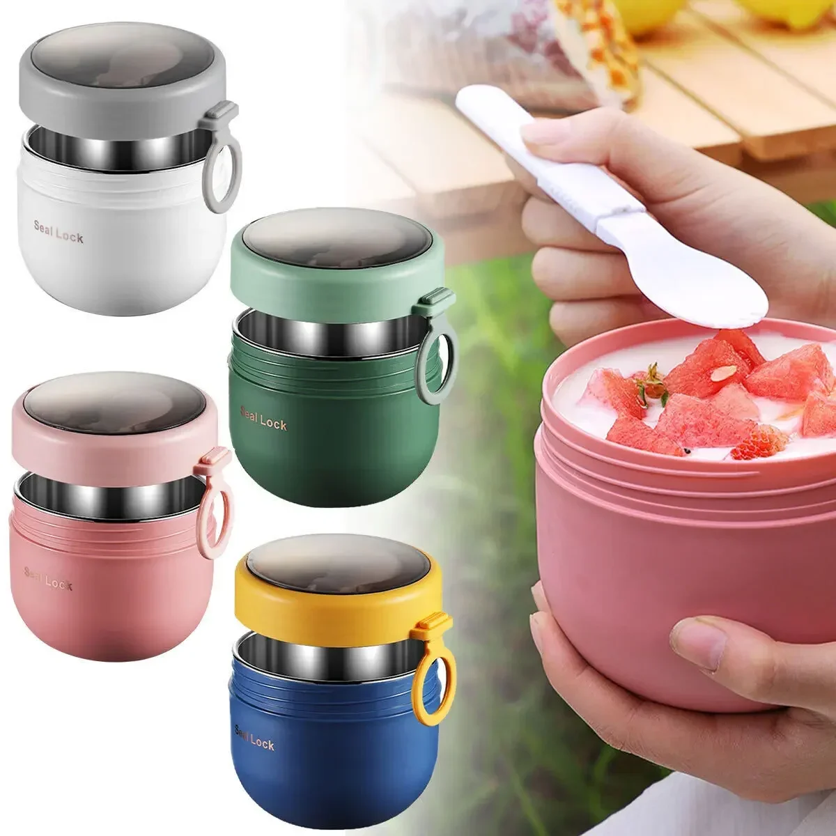 600ml/800ml  Breakfast Cups with Fork Cereal Yogurt Salad Soup Container Thermal Microwave Food Storage Box Lunch Box for Office thumbnail 2