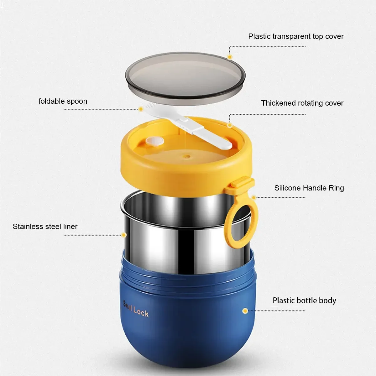 600ml/800ml  Breakfast Cups with Fork Cereal Yogurt Salad Soup Container Thermal Microwave Food Storage Box Lunch Box for Office thumbnail 4