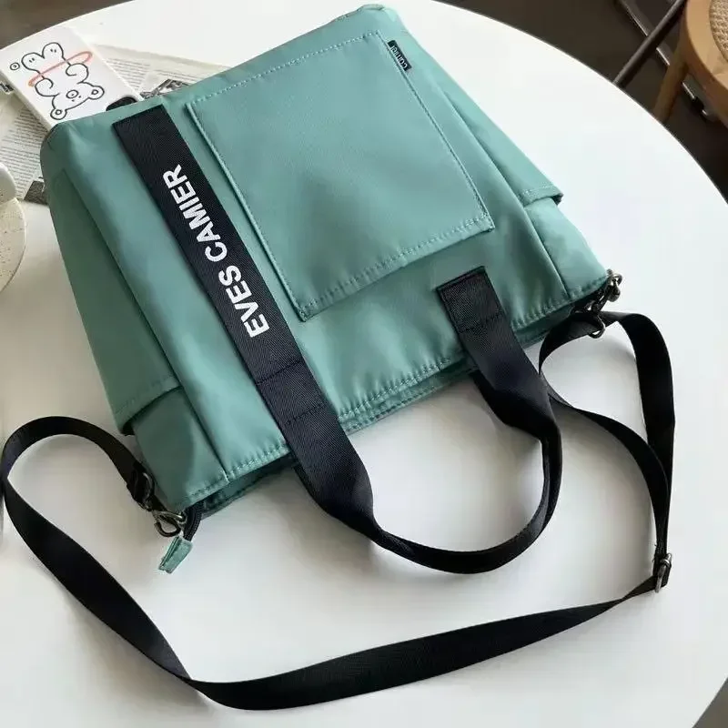 New Casual Tote Large Capacity Shoulder Bag Nylon Waterproof Canvas Handbag Simple Fashion Messenger Bags For Schoolgirl thumbnail 4