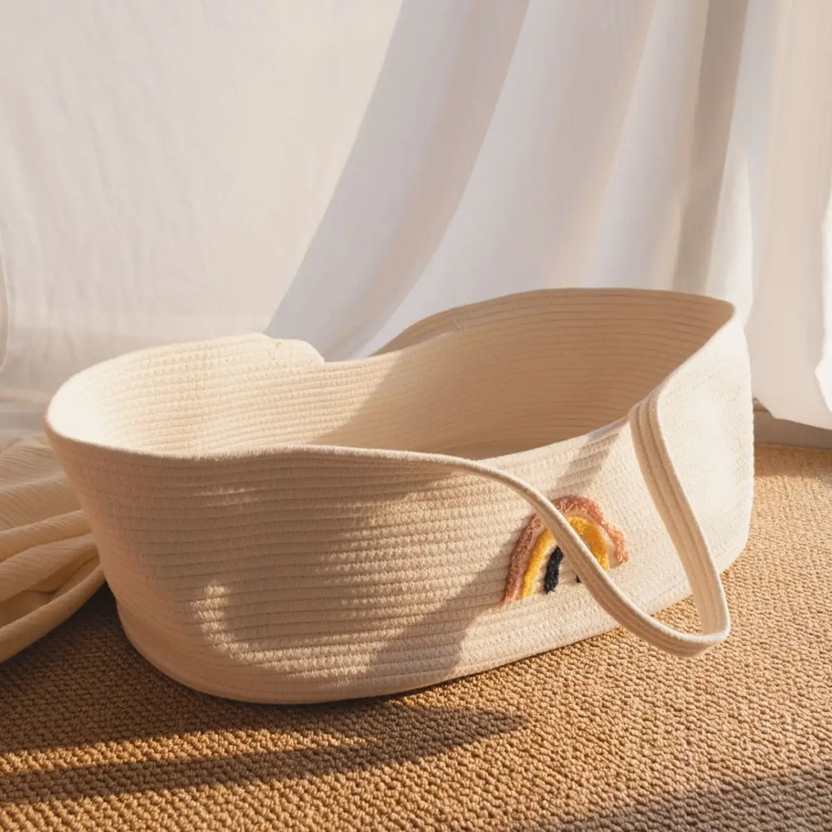 Boho Moses Baskets for Newborn, Baby Basket for Baby Dresser, Diaper Changing Basket for Baby with Diaper Caddy for Traveling thumbnail 4