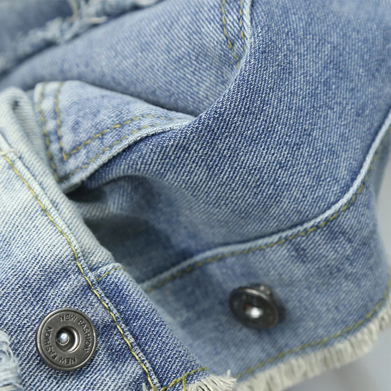 Spring Autumn New Men Fringed Denim Jacket American Retro High Street Pockets Blue Coats Casual Loose Fashion Versatile Tops thumbnail 4