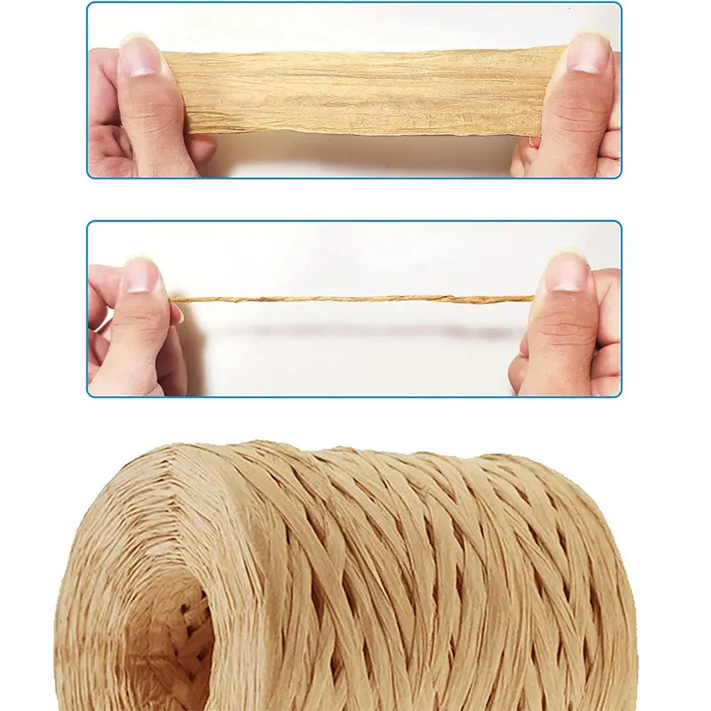 218Yards Raffia Paper Craft Ribbon Packing Paper Twine Raffia Yarn Knitted Paper Rope DIY Craft Festival Gift Wrapping 1/4Inch thumbnail 2